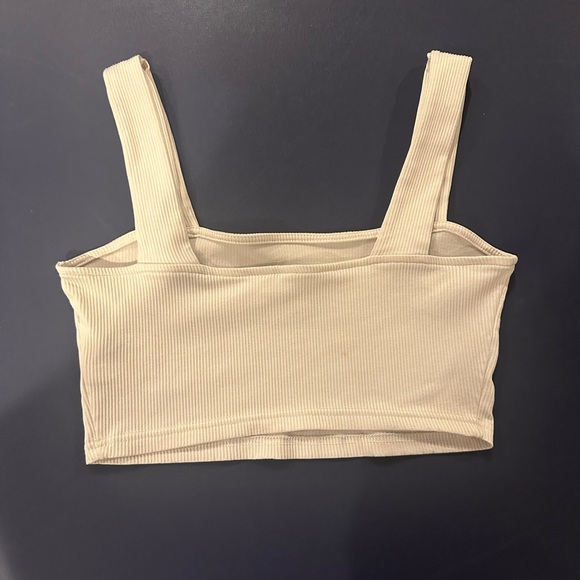 Cream Ribbed Cropped Tank - Picture 2 of 3